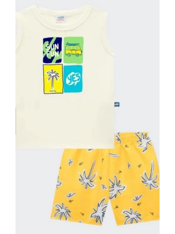 Conjunto Regata Bebê Menino Summer Marlan Off White - Tamanho G (6-9 meses)