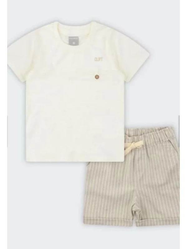 Conjunto Infantil Menino Bermuda Listrada Colorittá Natural disponível - 2 anos