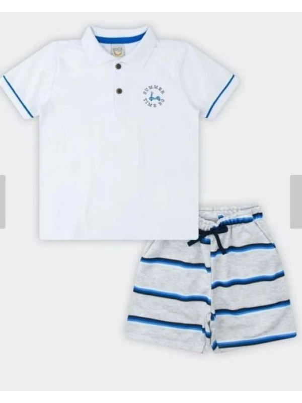 Conjunto Polo Infantil Menino Summer Boca Grande Branco - 1 ano