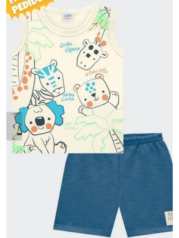  Conjunto Regata Bebê Menino Animais Marlan Off - Tamanho M (3 - 6 meses)