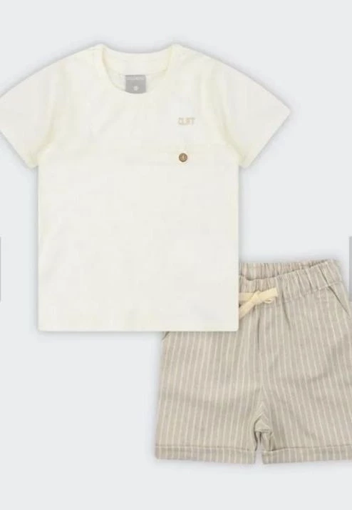 Conjunto Infantil Menino Bermuda Listrada Colorittá Natural disponível - 2 anos
