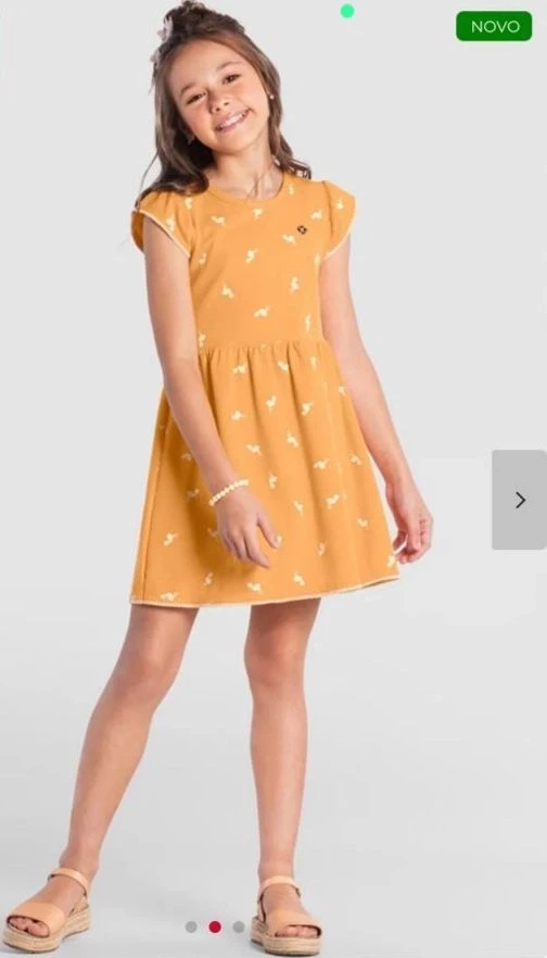 Vestido infantil Brandili Amarelo ( 6 anos)