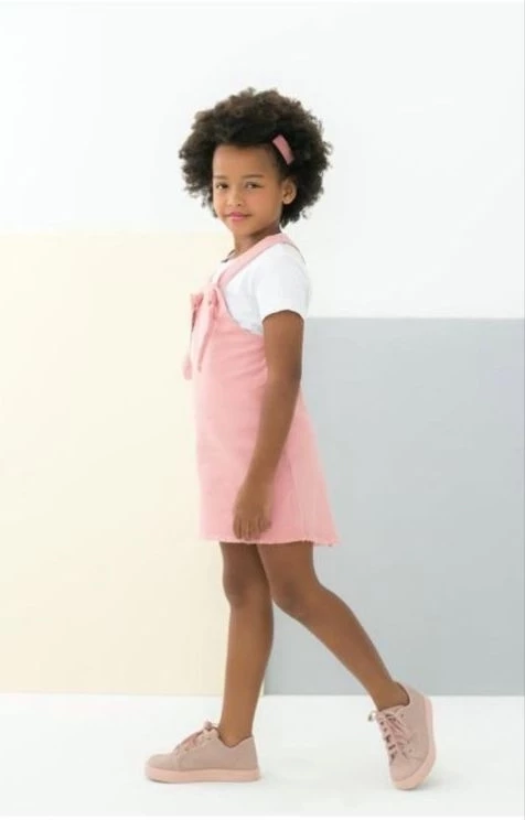 Salopete Sarja Infantil Menina Anna Chica ROSA - Tamanho 2 anos