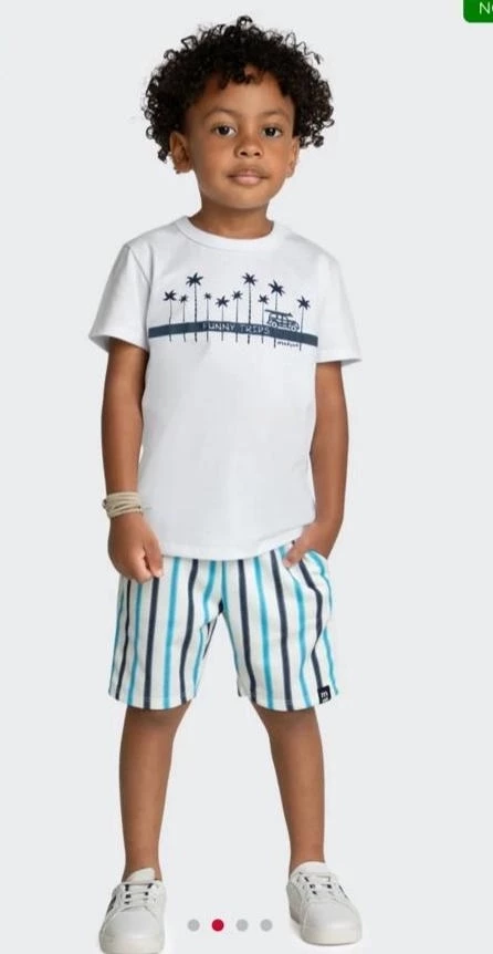 Conjunto Infantil Menino Funny Trips Marlan Branco - 1 ano