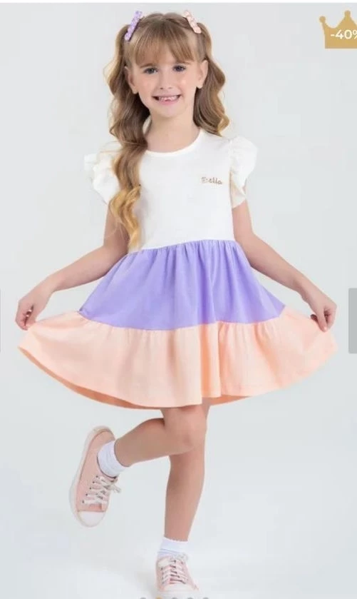  Vestido Infantil Verão Feminino Três Marias - Off-White