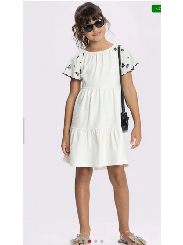 Vestido  Bordado Infantil Alakazoo Off White