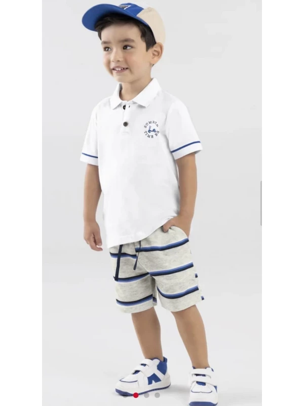 Conjunto Polo Infantil Menino Summer Boca Grande Branco - 1 ano