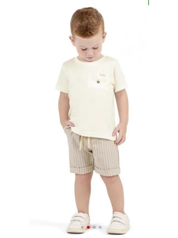 Conjunto Infantil Menino Bermuda Listrada Colorittá Natural disponível - 2 anos