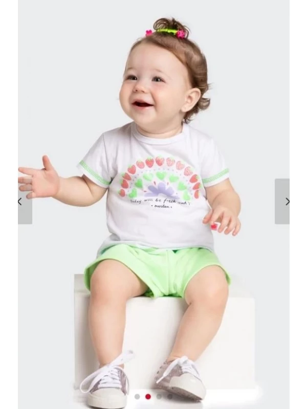 Conjunto Bebê Menina Morangos Marlan Branco - Tamanho G
