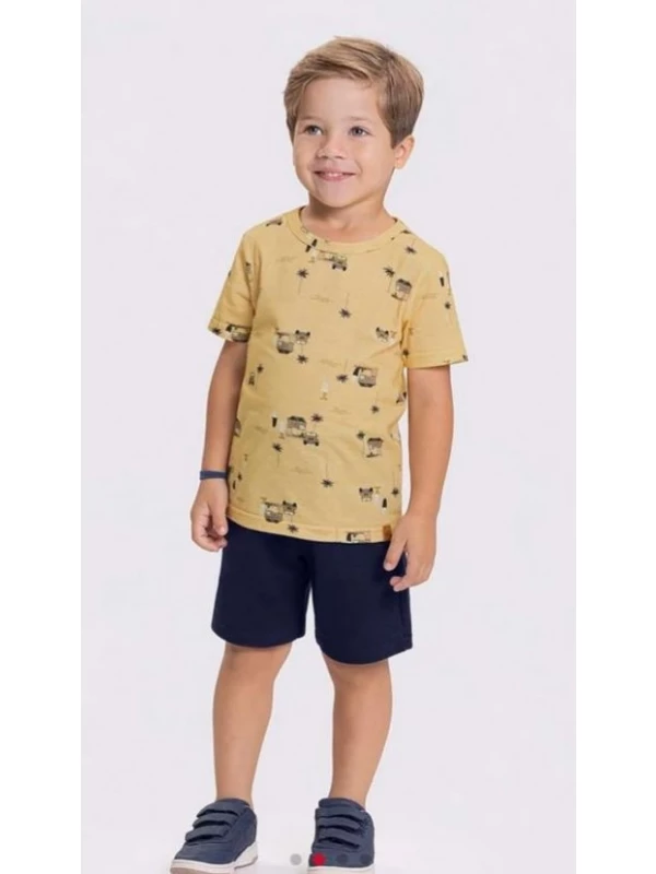 Conjunto Infantil Menino Praia Alakazoo Amarelo  - 3 anos