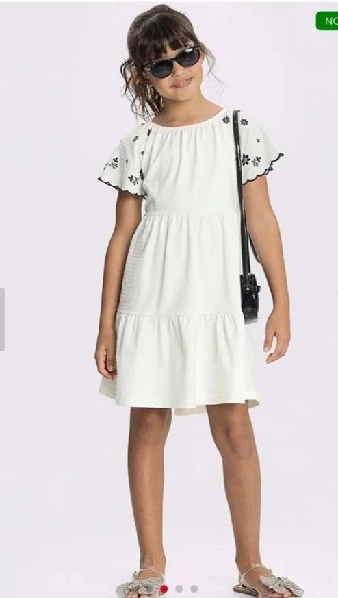 Vestido  Bordado Infantil Alakazoo Off White