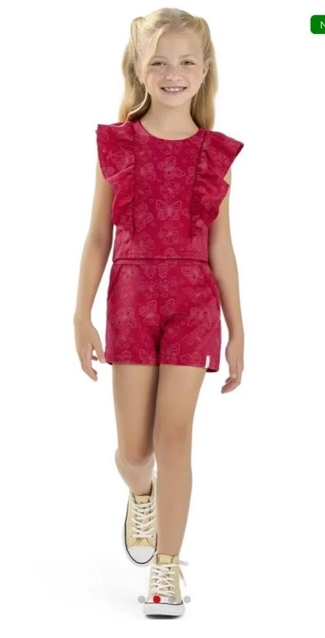 Conjunto Infantil menina  Elian Vermelho 8 anos