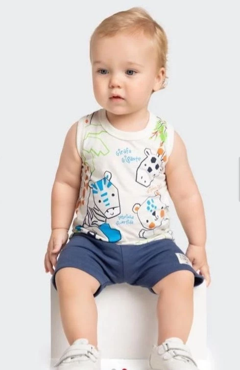  Conjunto Regata Bebê Menino Animais Marlan Off - Tamanho M (3 - 6 meses)