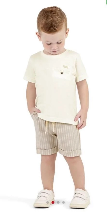 Conjunto Infantil Menino Bermuda Listrada Colorittá Natural disponível - 2 anos