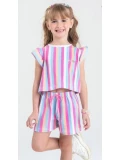 Conjunto Cropped Infantil Verão Feminino Listras - Listrado