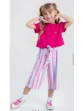 Conjunto Infantil Verão Feminino Pantalona Faella - Pink - 2 anos